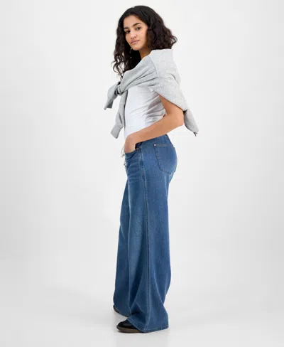 Vanilla Star Juniors' Drawstring Wide-leg Jeans