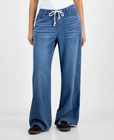 Vanilla Star Juniors' Drawstring Wide-leg Jeans