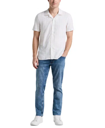 Perry Ellis Men's Ecoveroâ¢ Striped Camp Collar Shirt In White