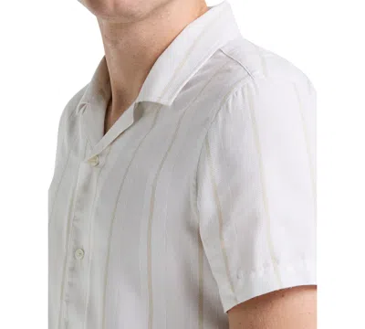 Perry Ellis Men's Ecoveroâ¢ Striped Camp Collar Shirt In White