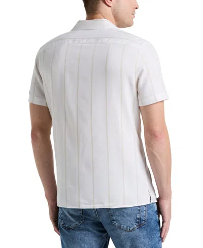 Perry Ellis Men's Ecoveroâ¢ Striped Camp Collar Shirt In White