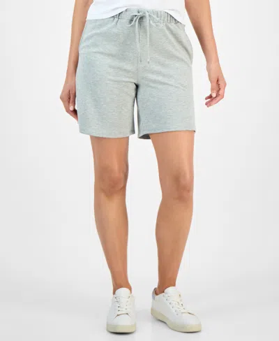 Style & Co Petite French Terry Pull-on Shorts, Exclusively At Macy's In Gray