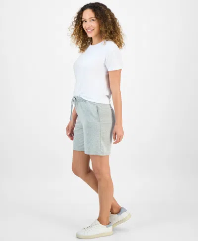 Style & Co Petite French Terry Pull-on Shorts, Exclusively At Macy's In Gray