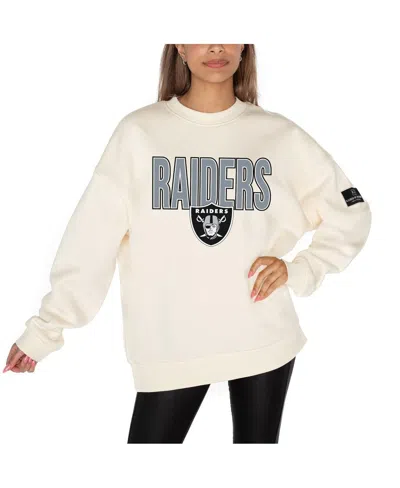 Gameday Couture Women's Cream Las Vegas Raiders Premium Fleece Drop Shoulder Pullover Sweatshirt