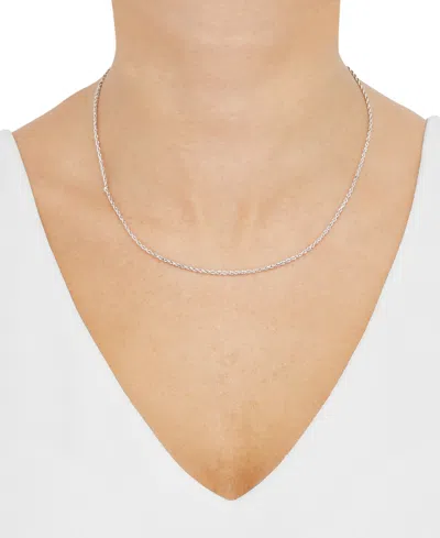 Italian Gold Rope Chain 18" Collar Necklace In 14k White Gold