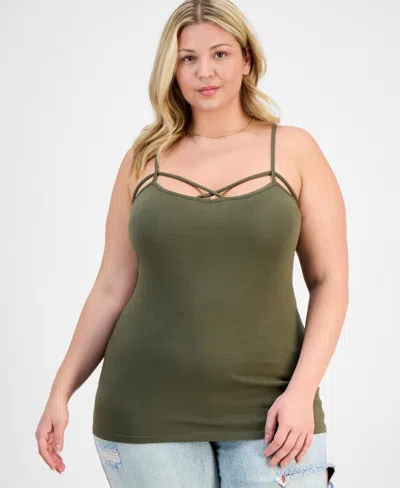 Aveto Trendy Plus Size Strappy Cross-front Tank Top