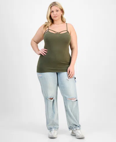 Aveto Trendy Plus Size Strappy Cross-front Tank Top