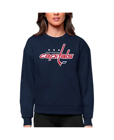Antigua Women's Navy Washington Capitals Primary Logo Team Logo Victory Crewneck Pullover Sweatshirt