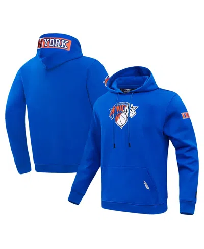 Pro Standard Men's Blue New York Knicks Split Logo Pullover Hoodie In Blue