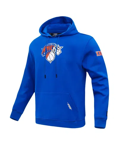 Pro Standard Men's Blue New York Knicks Split Logo Pullover Hoodie In Blue
