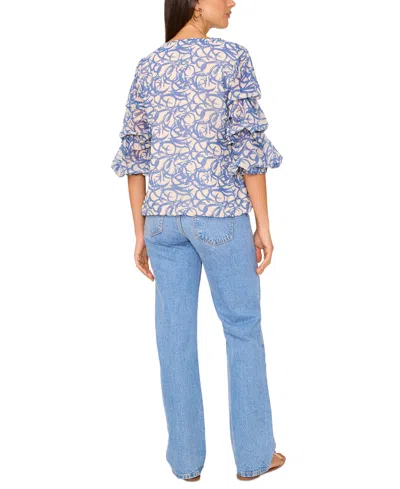 Vince Camuto Women's Printed V-neck Lantern-sleeve Top In Multi