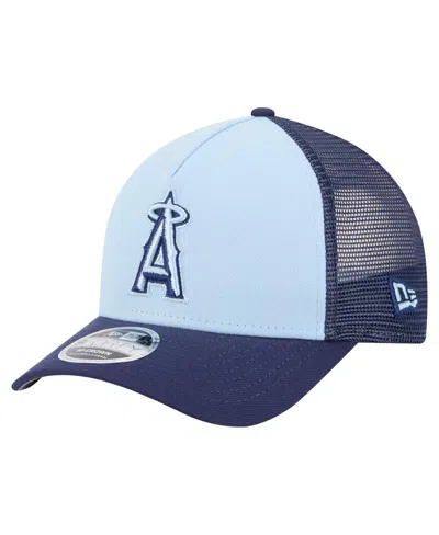 New Era Men's Light Blue/navy Los Angeles Angels 2-tone Color Pack 9forty M-crown A-frame Adjustable Hat
