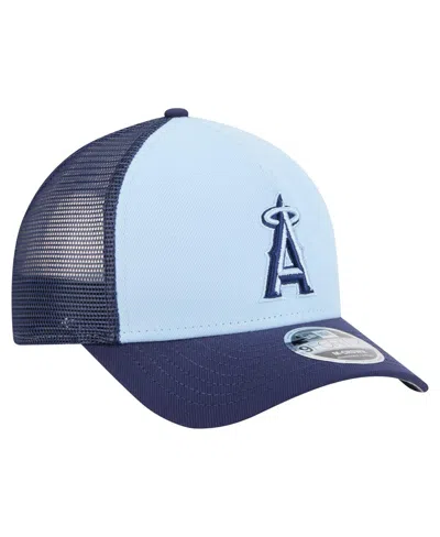New Era Men's Light Blue/navy Los Angeles Angels 2-tone Color Pack 9forty M-crown A-frame Adjustable Hat