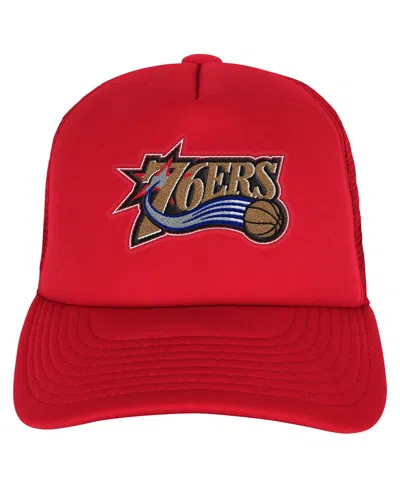Mitchell & Ness Big Boy's And Girl's Red Philadelphia 76ers Core Evergreen Trucker Adjustable Hat In Red