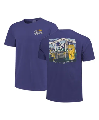 Image One Women's Purple Lsu Tigers Comfort Colors Campus Scene Drawing Script T-shirt