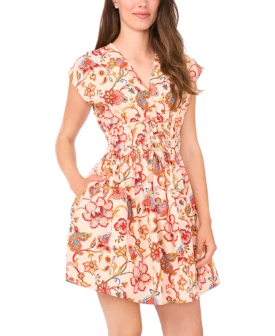 Cece Women's Cotton Short-sleeve V-neck Dress