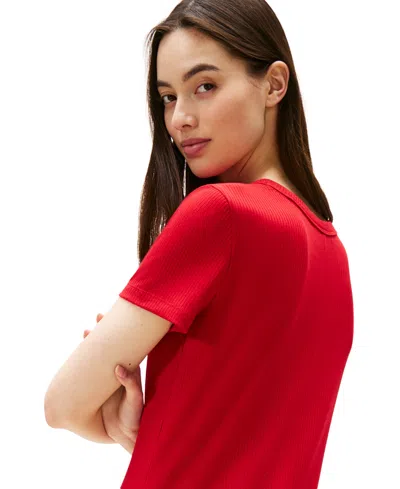 Tommy Jeans Women's Ribbed Bodycon Midi Dress In Red