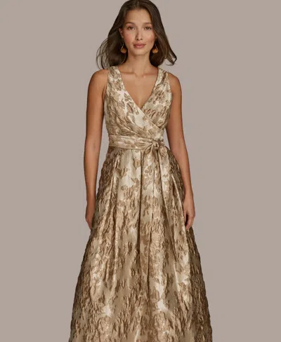 Donna Karan New York Metallic Jacquard Ballgown In Gold