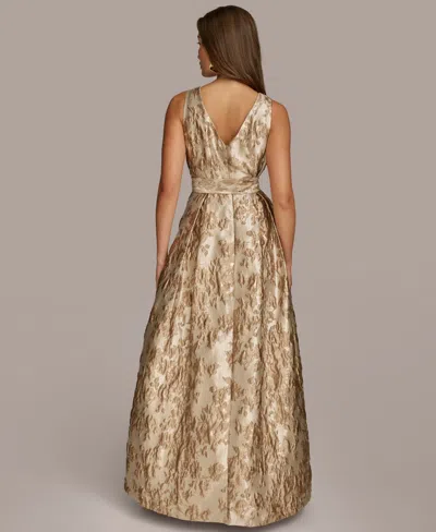 Donna Karan New York Metallic Jacquard Ballgown In Gold