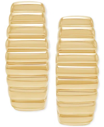 Macy's Polished Ribbed C-design Small Hoop Earrings In 14k Gold, 59"