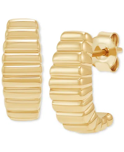 Macy's Polished Ribbed C-design Small Hoop Earrings In 14k Gold, 59"