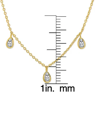 Macy's Lab Grown White Sapphire Bezel Charm Dangle 18" Collar Necklace (7/8 Ct. T.w.) In 14k Gold-plated St