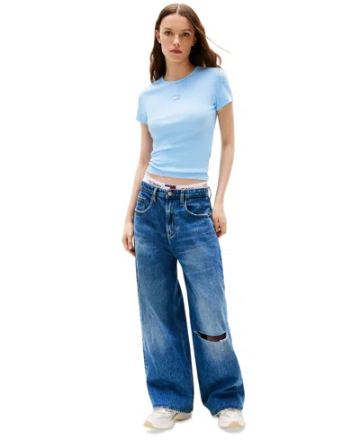 Tommy Jeans Women's Badge Logo Ribbed T-shirt