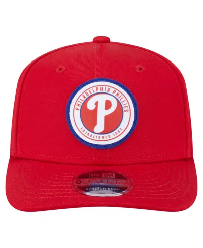 New Era Men's Red Philadelphia Phillies Circle Patch 9seventy Stretch-snap Hat