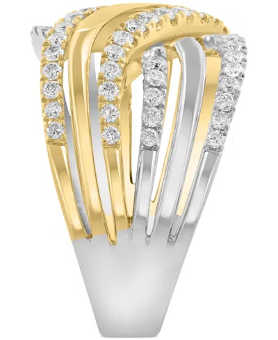Effy Collection Effy Diamond Multi-row Crossover Statement Ring (5/8 Ct. T.w.) In 14k White & Yellow Gold