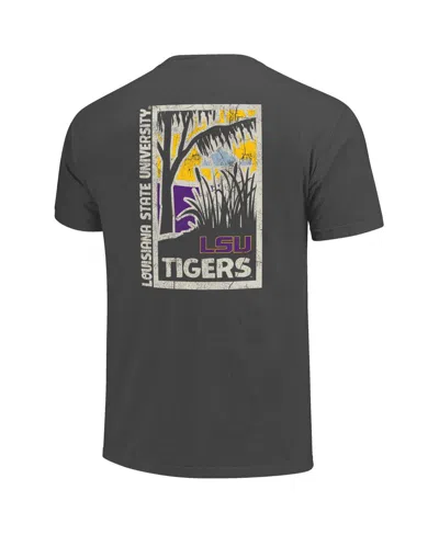 Image One Men's Graphite Lsu Tigers Comfort Colors Minimalist Distressed Vista T-shirt