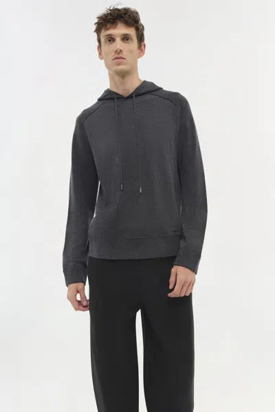 Simkhai Men's Knitted Eric Hoodie In Charcoal Melange