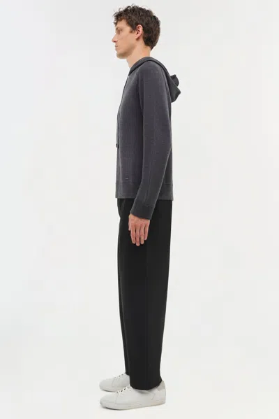 Simkhai Men's Knitted Eric Hoodie In Charcoal Melange