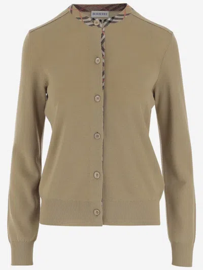 Burberry Long-sleeved Knitted Cardigan In Gray