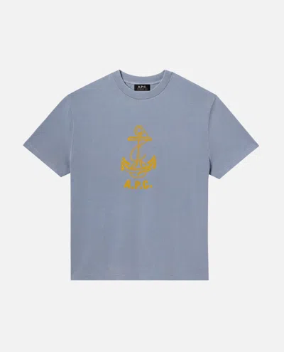 Apc A. P.c. Davy Logo Graphic Tee In Blue