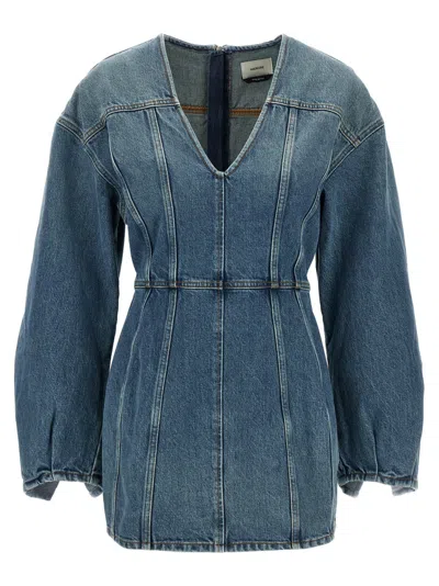 Haikure V-neckline Long Sleeves Panel Detailing Dress In Blue