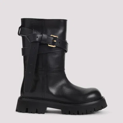 Moschino Round Toe Ankle Boots In Black