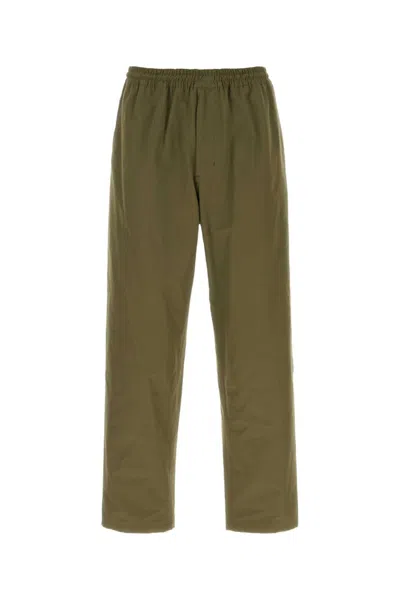 Prada Cotton Pant With Elastic Waistband And Back Pockets In Green