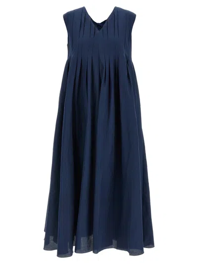 Max Mara Pleated Cotton And Ramie Dress