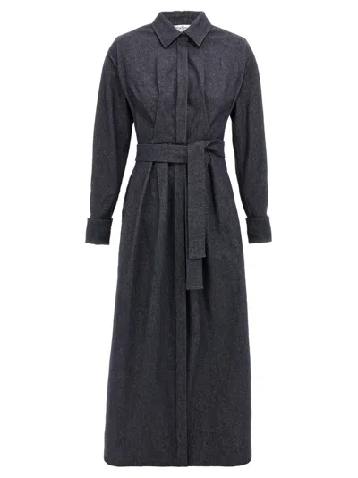 Max Mara Go Belted Waist Midi Dress With Long Sleeves