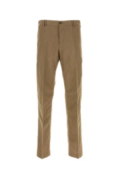 Pt Torino Wool Blend Trousers With Pockets And Belt Loops In Brown