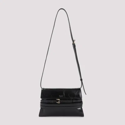 Moschino Structured Leather Shoulder Bag With Adjustable Strap In Black