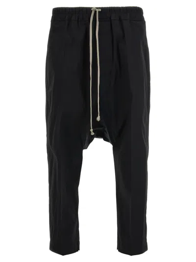 Rick Owens Mens Black Drawstring-waist Relaxed-fit Cotton Trousers In Black