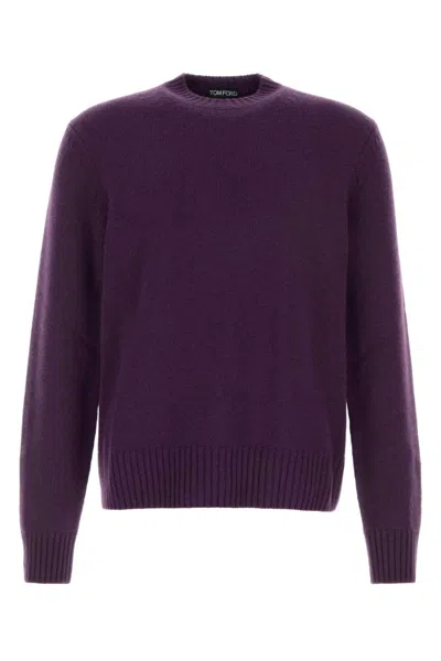 Tom Ford Long-sleeved Crewneck Jumper In Purple
