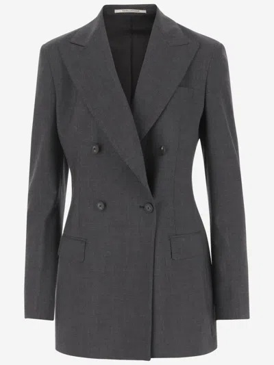 Tagliatore Stretch Wool Double-breasted Jacket In Black