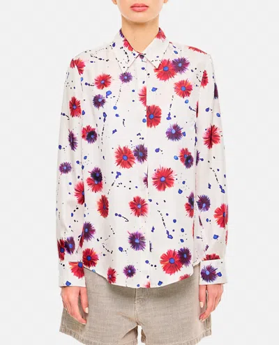 Gabriela Hearst Floral-print Front Button Blouse With Classic Collar In Multi