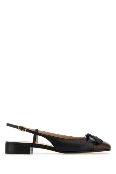 Valentino Valet Du Roi Leather Slingback Ballerina Flat In Black