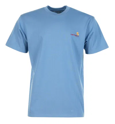Carhartt Mens Blue Iris American Script Short-sleeve Cotton-jersey T-shirt Xxl