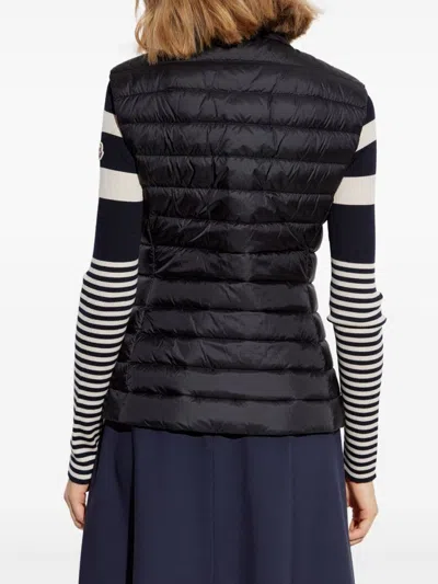 Moncler Quilted Black Vest With High Collar And Fitted Silhouette