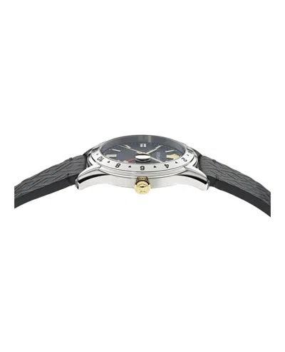 Versace Greca Time Gmt Watch In Black