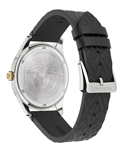 Versace Greca Time Gmt Watch In Black